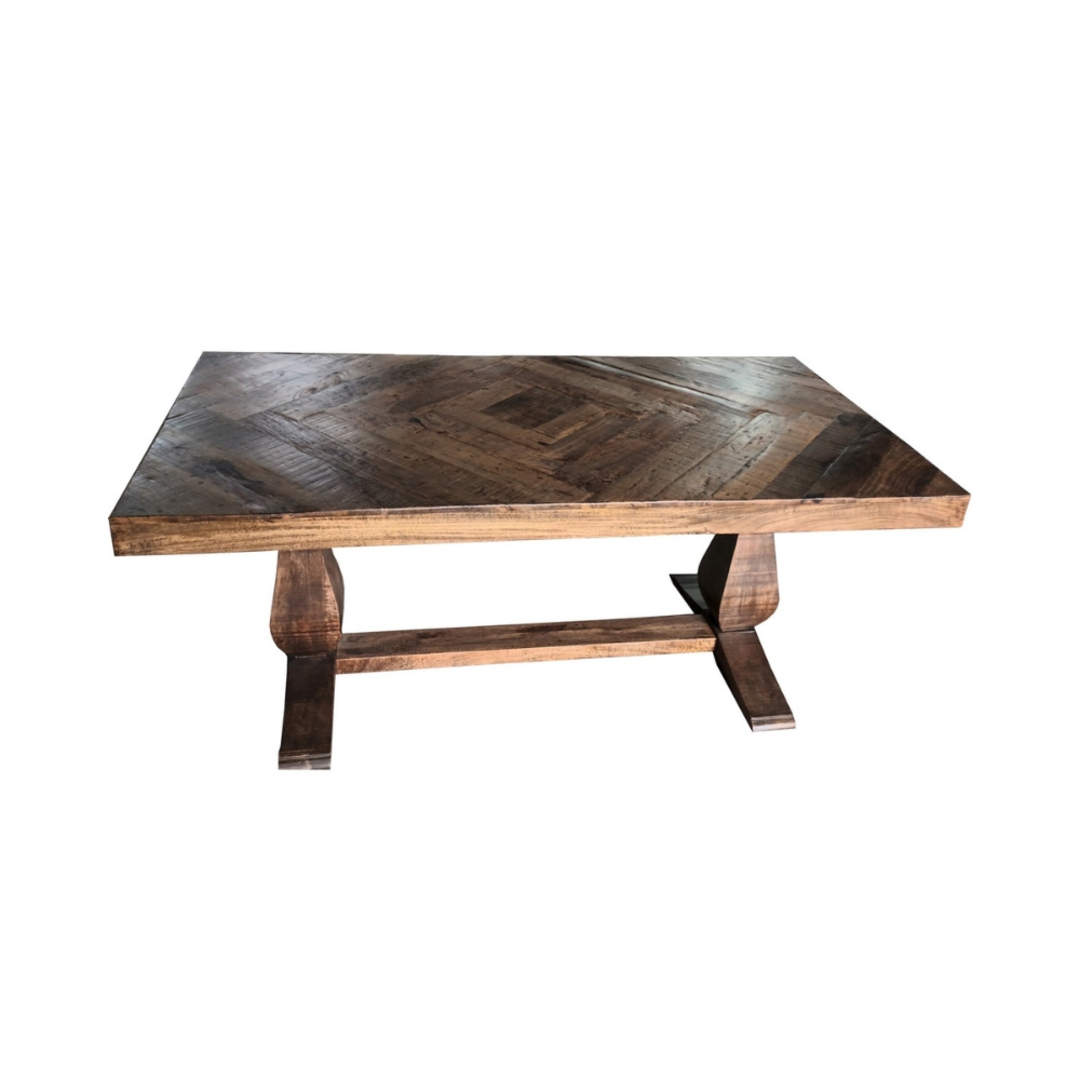 Prairie Parqet Dining Table With Double Pedastal Base - Walnut 180cm image 0